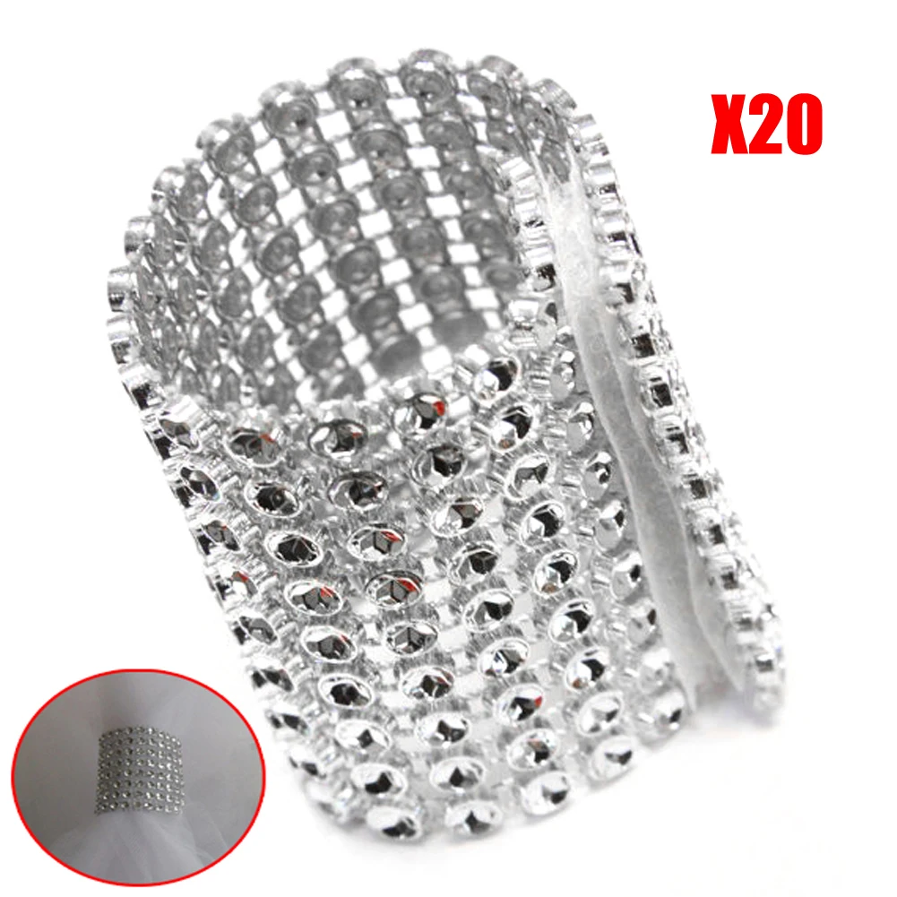 Silver 20Pcs 20/50/100 шт. цвета: золотистый, Серебристый кольца для салфеток Свадьба салфетки Председатель Пояса Луки Держатель Свадебный декор событие ремесел праздничный вечерние поставки - Цвет: Silver 20Pcs