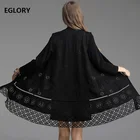 Женское пальто с вышивкой, длинное пальто с длинным рукавом размера плюс, 3xl, 4XL, 5XL, весна-лето 2019