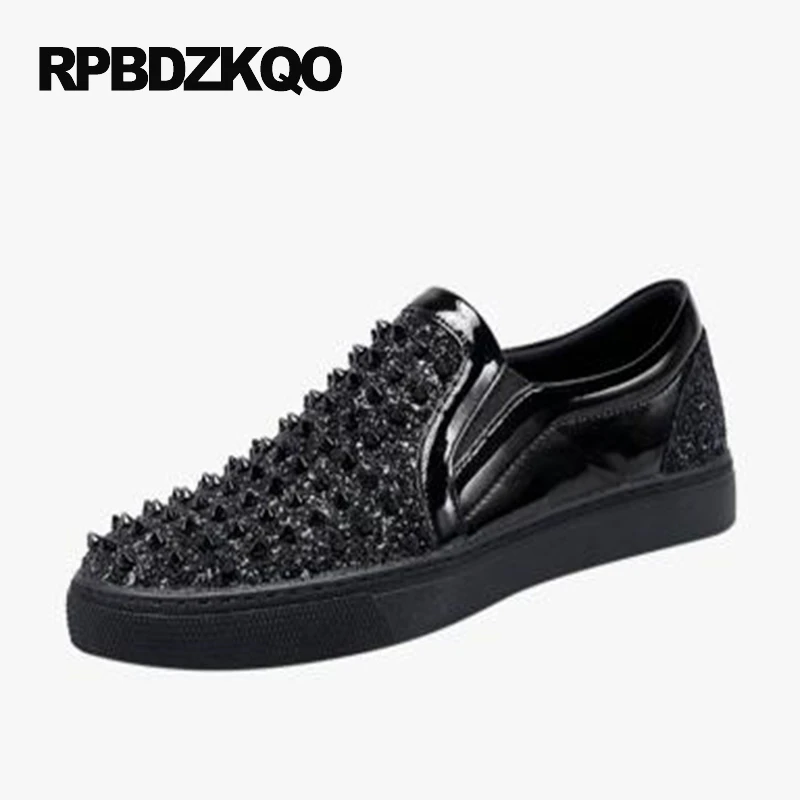 Rivet Glitter Silver Skate Stud Hip Hop Fashion Black Shoes Men Elevator Dandelion Slip On Sneakers Hot Sale Autumn Popular | Обувь