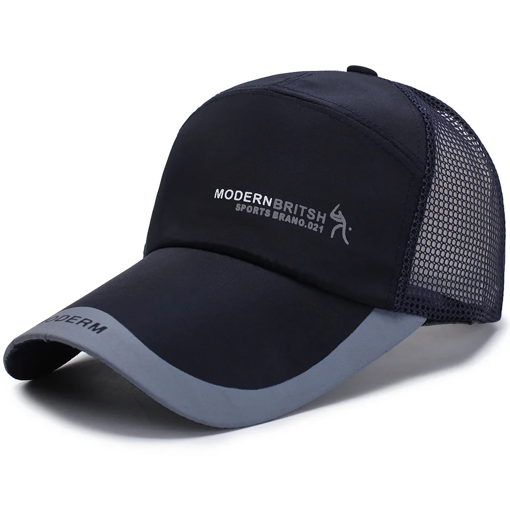 Men and Female Solid Color Baseball Caps Sport Hats Dad Hat Bone Net Leisure Snapback Women Men Mesh Breathable Hat - Цвет: Breathable blue