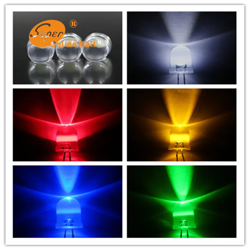 10 мм Led Diode10x5 Цвет Красный Синий Зеленый Желтый Белый = 50 шт./лот Светодиоды Лампы