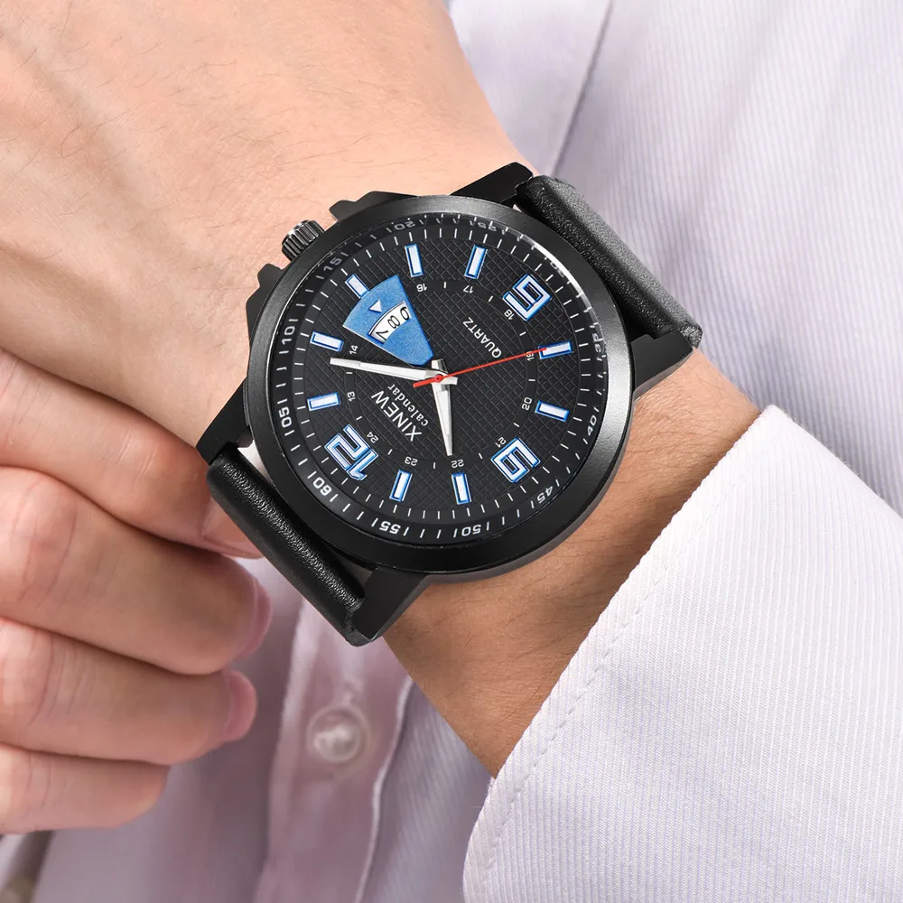 Мужские часы 2019 военные кожаные водостойкие Дата кварцевые аналоговые армейские