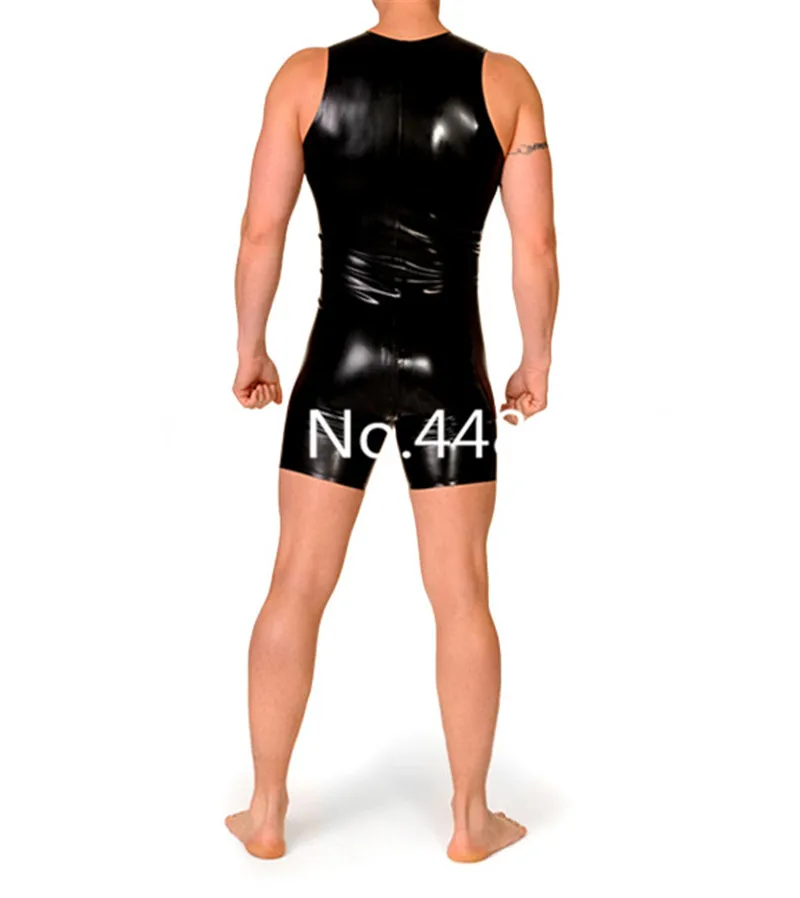 

Tight skin Males' Latex Vest Tracking Suit Sexy Latex Tight Leotard Swimsuit Front Zip for Man XS-XXXL