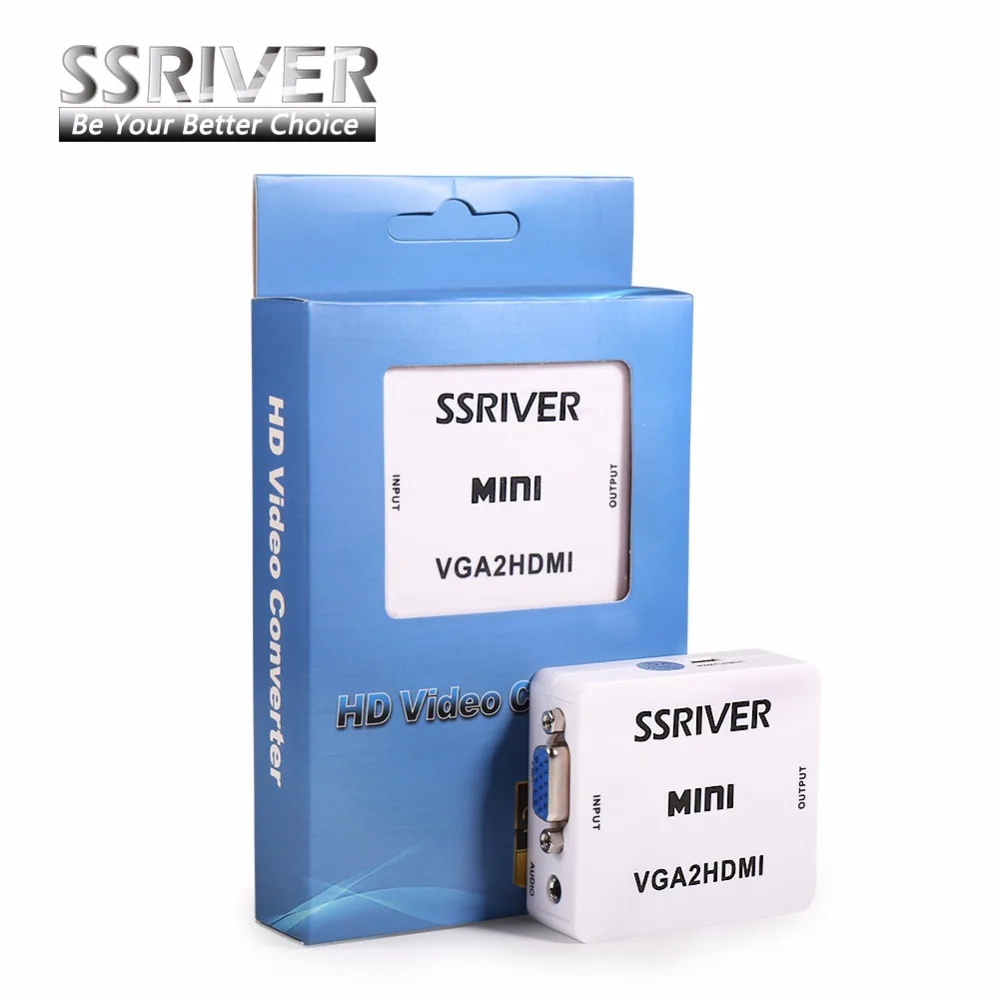 Оптовая распродажа! VGA-HDMI адаптер со звуком для компьютера/ноутбука и