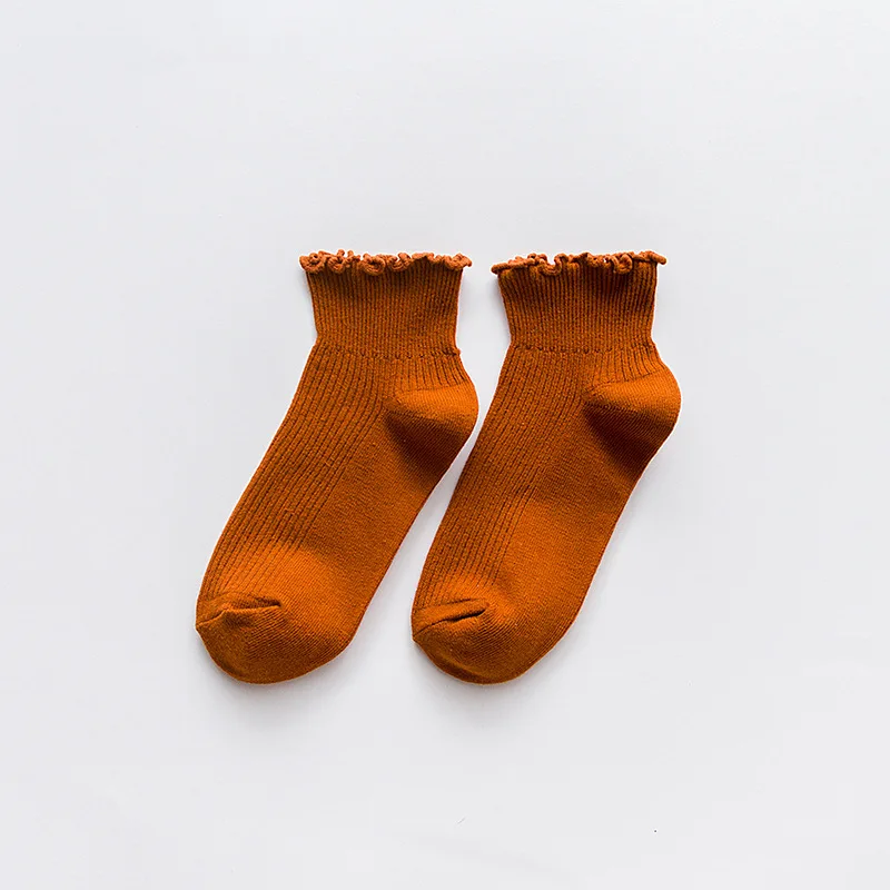 Orange Red Женские носки 1 пара носков Короткие хлопковые однотонные женские модные ретро весенние милые носки до лодыжки для женщин высокое качество - Цвет: Orange Red