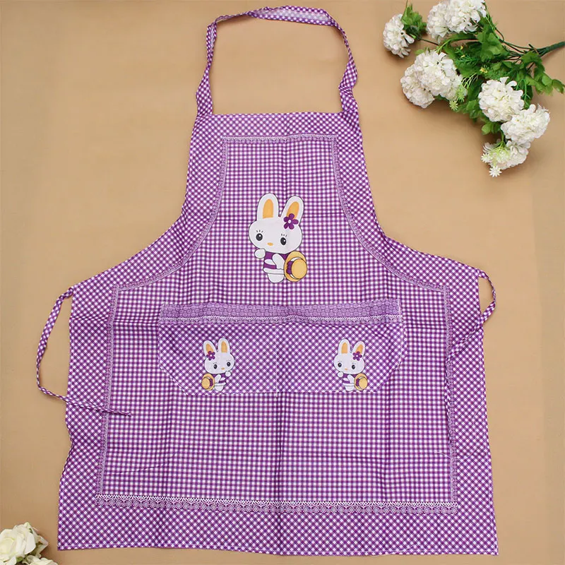 Purple Мультяшный фартук кролик Кухня двойной карман бытовой питания матери, для взрослых, для поваров мясника Пособия по кулинарии Ремесло выпечки фартук с нагрудником - Цвет: Purple