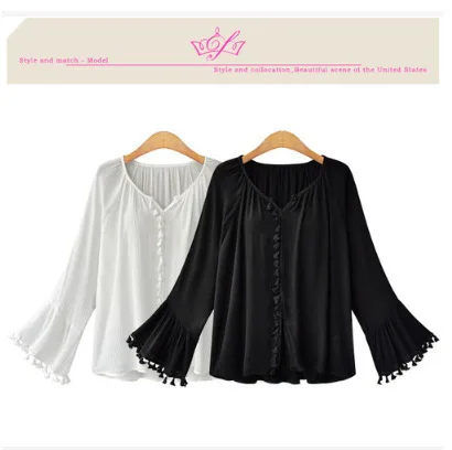 Ruoru новинка европейский стиль женская рубашка с расклешенными рукавами