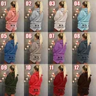 Новый женский бархатный костюм кораллового цвета, осенне-зимняя пижама из двух предметов, теплая одежда для сна, толстовка с капюшоном и шорты с милым рисунком кошки и мяу, комплекты