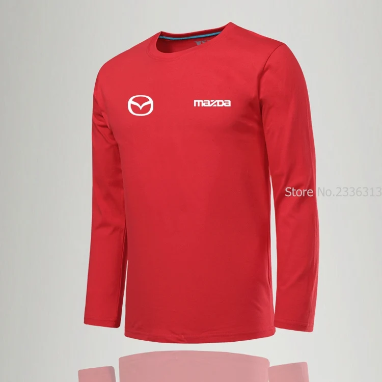 Новая модная однотонная мужская футболка Mazda с круглым вырезом повседневная