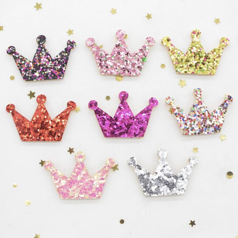 

20Pcs Glitter Fabric Padded Appliques Sequins Crown Patches for Crafts Clothes DIY Hair Clips Wall Sticker Cake Decorative G48