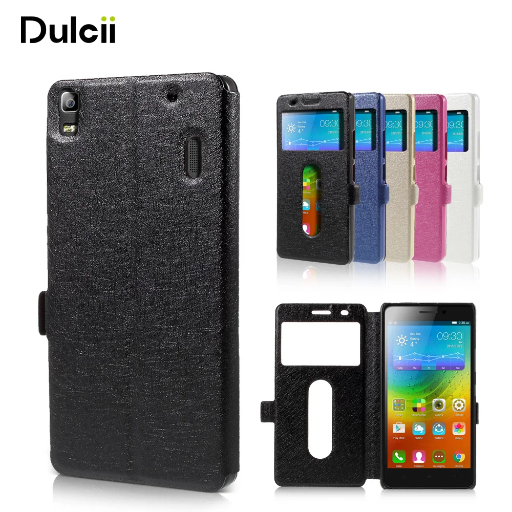 DULCII для Lenovo K3 Note A7000 случае шелковая текстура Dual View Окно PU кожаный чехол A 7000 K50-t5