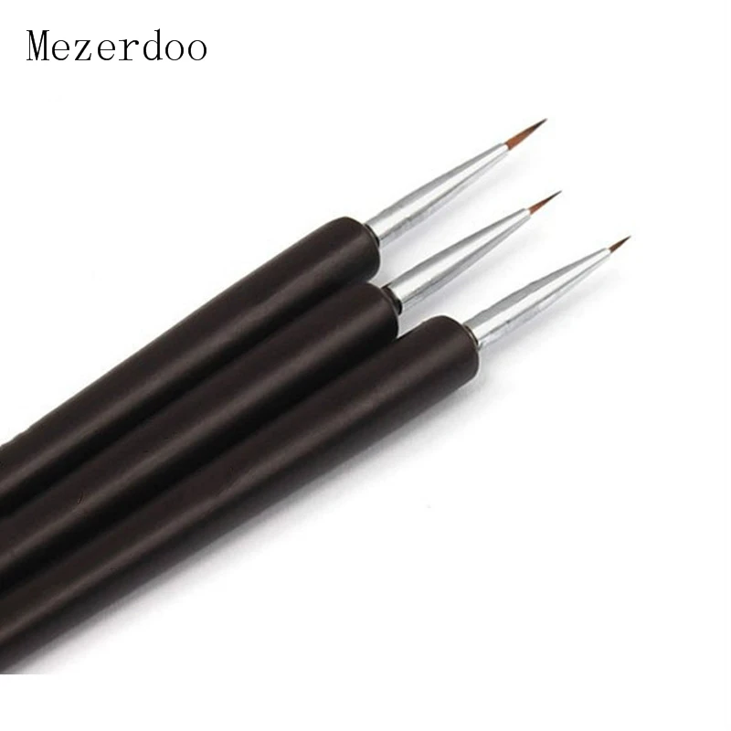 

1 Set Tiny Drawing Liner Striper Detailed Painting 3 Sizes Nail Art Manicure DIY Design Tool Brush Pen Wood Handle Black