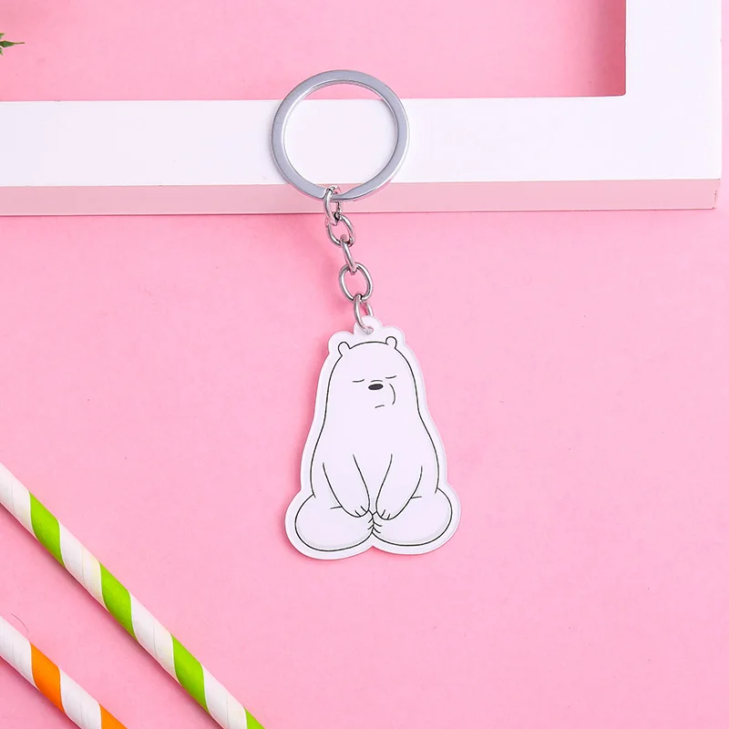 IceBear Милые брелки для женщин с изображением медведей из мультфильма гризли, ледяной медведь, подвеска панды, акриловые брелки для ключей, Детские брелоки в виде животных, подарочные брелоки - Цвет: IceBear