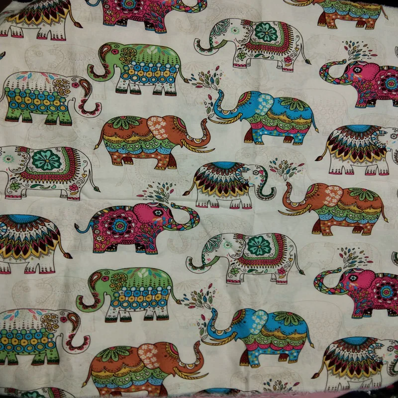 Fashion lucky colorful elephants printed cotton spandex fabric 50x140cm Bedding Quilting Clothing DIY | Дом и сад