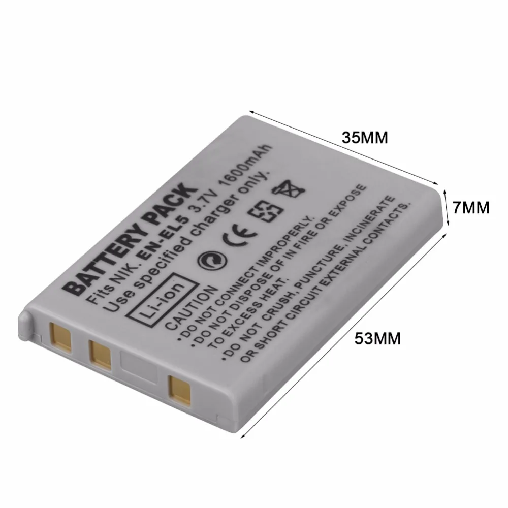 Аккумулятор ENEL5 3 7 в 1600 мАч для цифровой камеры Nikon Coolpix P4 P80 P90 P100 P500 P510 P520 P530 P5000 P5100
