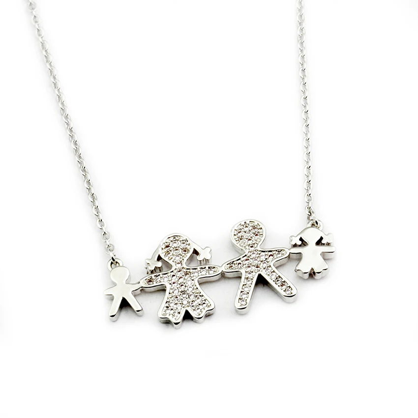 Великолепная сказка Mama Семья Ожерелья для мужчин рука об руку серебряные