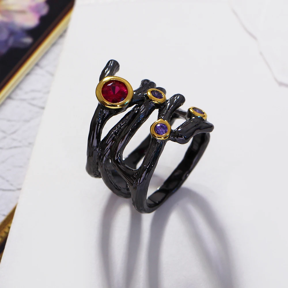 Оригинальные украшения Анель Оптовая Bijoux AAA красный и фиолетовый кристалл Камни