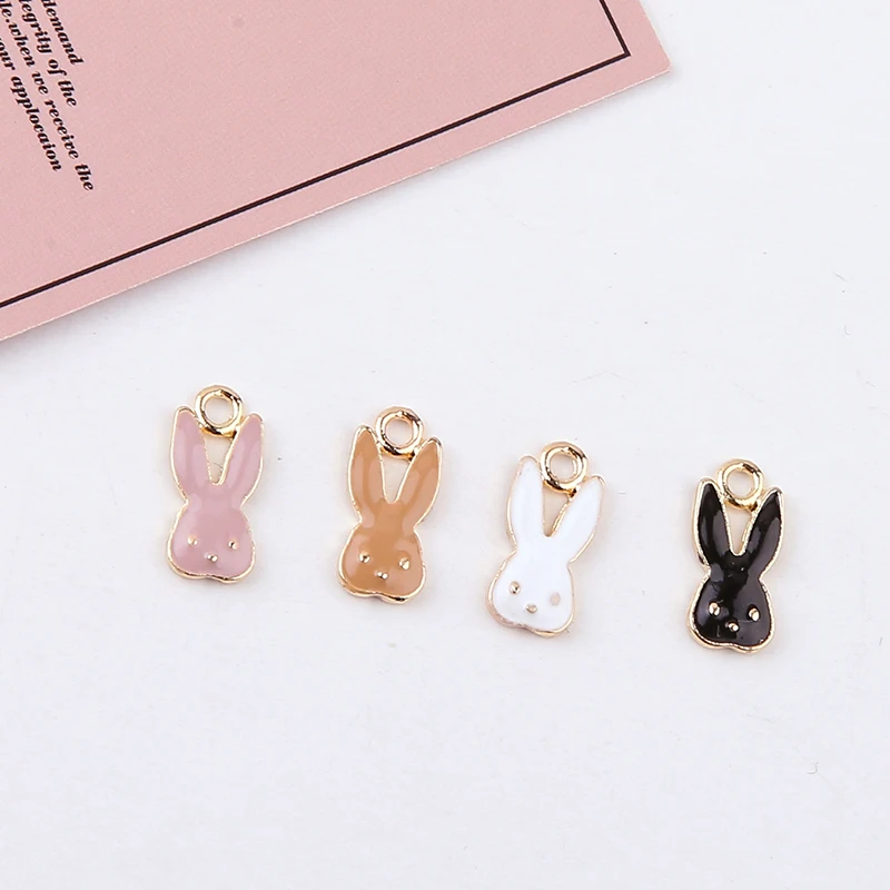 

New Arrival 20pcs 60pcs 7*14MM Enamel Alloy Animal Rabbit Pendant Charms Gold Tone Oil Drop Jewelry Floating Pendant Charm Craft