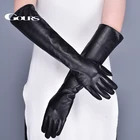 Женские длинные перчатки Gours, черные перчатки из натуральной кожи, с возможностью управления сенсорным экраном, GSL079, зима 2019