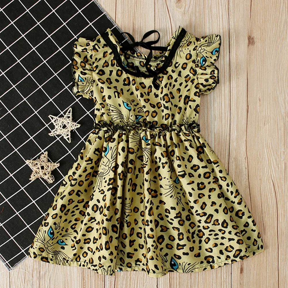 Детское платье с леопардовым принтом для девочек вечерние платья трапециевидной