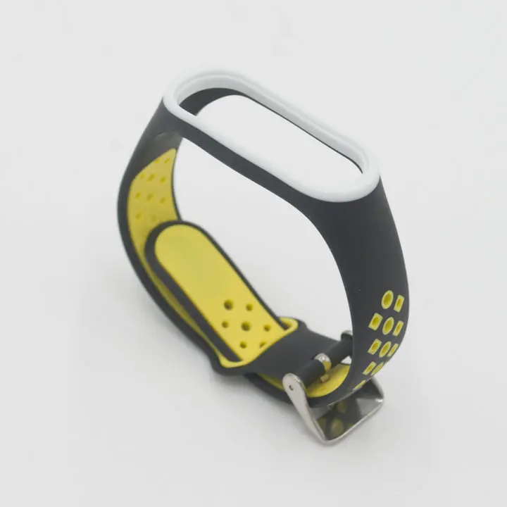 Умный Браслет mi 3 mi 4, ремешок mi band 3, 4, силиконовый ремешок, умный Браслет Для xiaomi band 3, 4, умный браслет, ремешок, стеклянный подарок - Цвет: black yellow