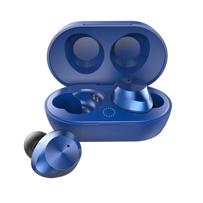 Blue Мини Bluetooth V5.0 Наушники Беспроводные спортивные наушники стерео бас гарнитура с двойной микрофон для телефонов - Цвет: Blue