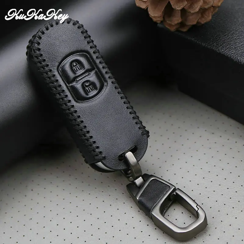 Leather Remote Smart Car Key Case Cover For Mazda 2 3 6 Axela Atenza CX-5 CX5 CX-7 CX-9 Keychain Keyring 2&amp3 Buttons Holder | Автомобили