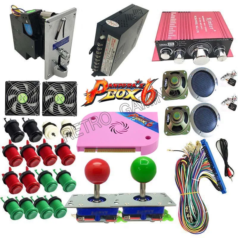 short zippy joystick Полный комплект с коробкой Пандоры 6 PCB 1300 в 1 Jamma блок Питания монета mech джойстик Hap Кнопка для DIY аркадных игр шкаф машина - Цвет: short zippy joystick