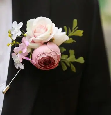 5 шт./лот Свадебные корсажи жених Groomsmen Бутоньерка Цветок ручной работы Выходные туфли на выпускной бал человек костюм корсаж Искусственные цветы Брошь - Цвет: Color 3