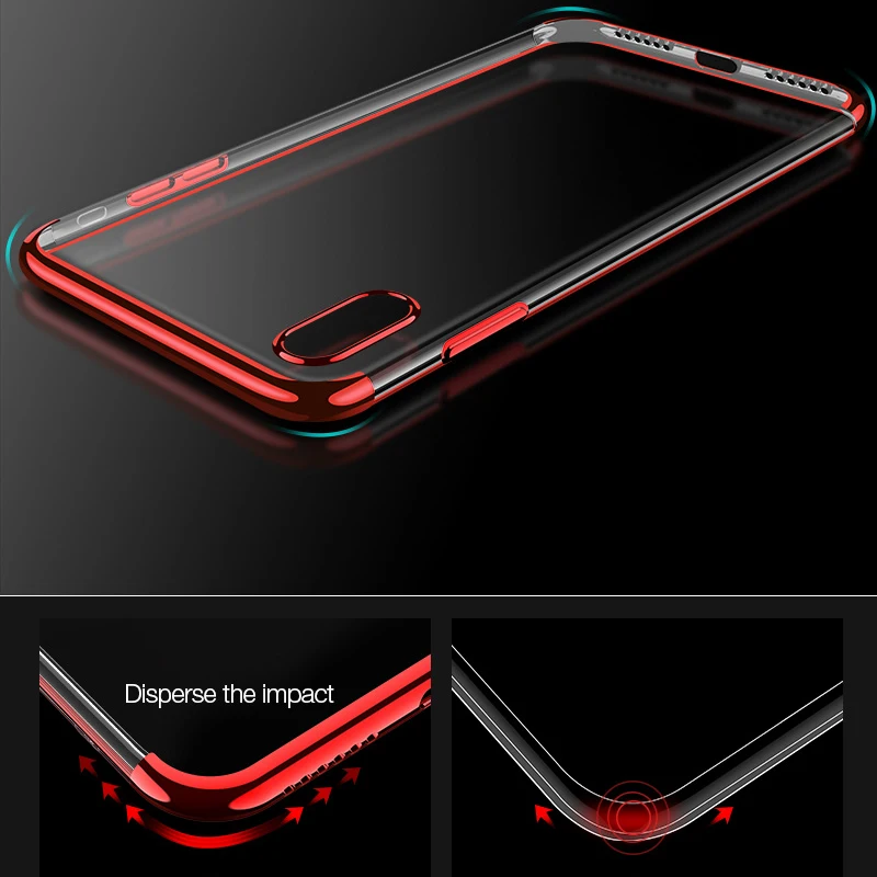 Мягкие чехлы из ТПУ с покрытием для iPhone 7 X XS Max 8 Ультратонкий Прозрачный чехол 6 6s