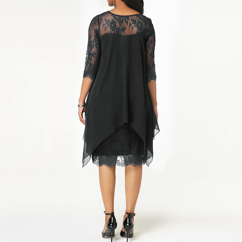 2019 плюс размер шифоновые платья для женщин Новая мода шифон Наложение строчка