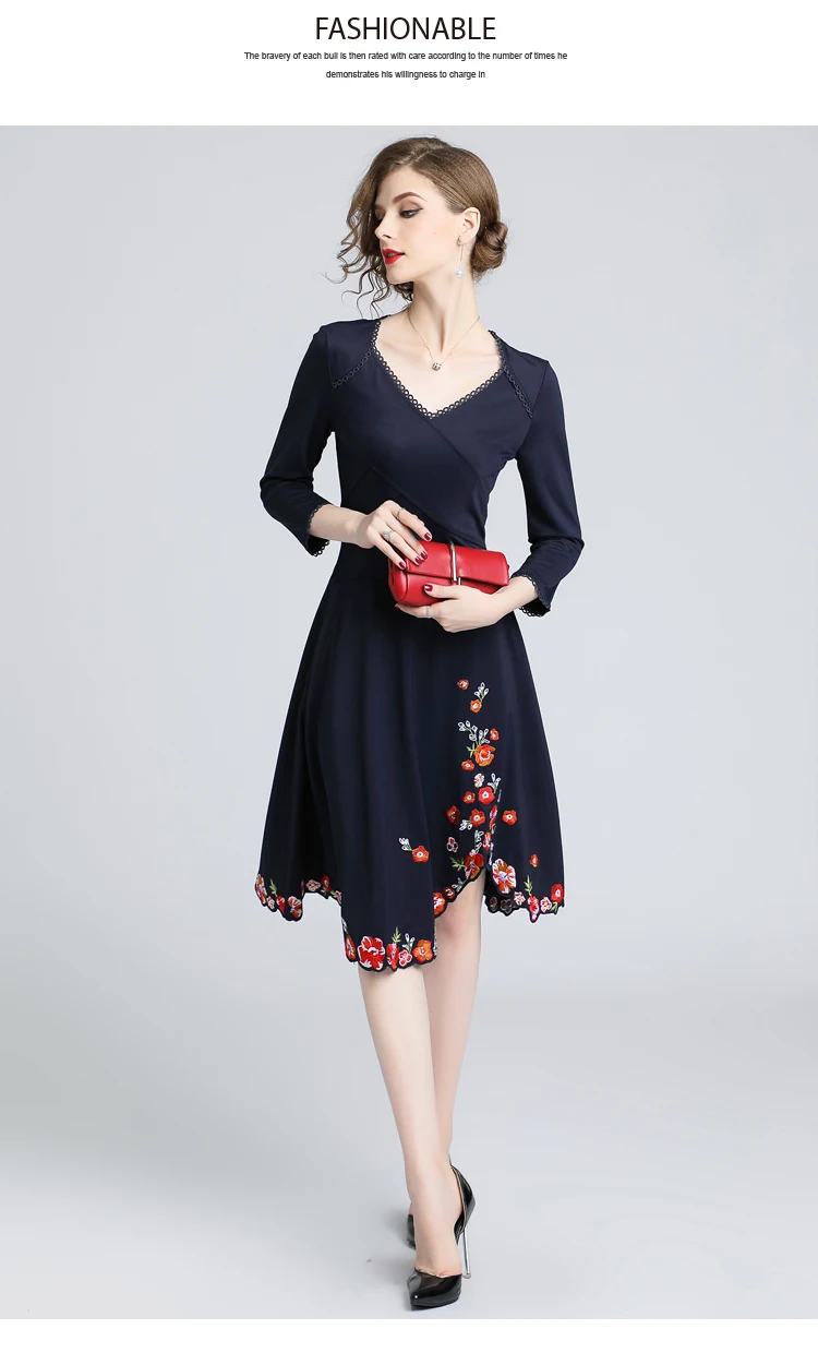 Женское платье с необычной цветочной вышивкой для вечеринки vestidos Invierno, осень, женские платья средней длины, Roupas Feminina K6205