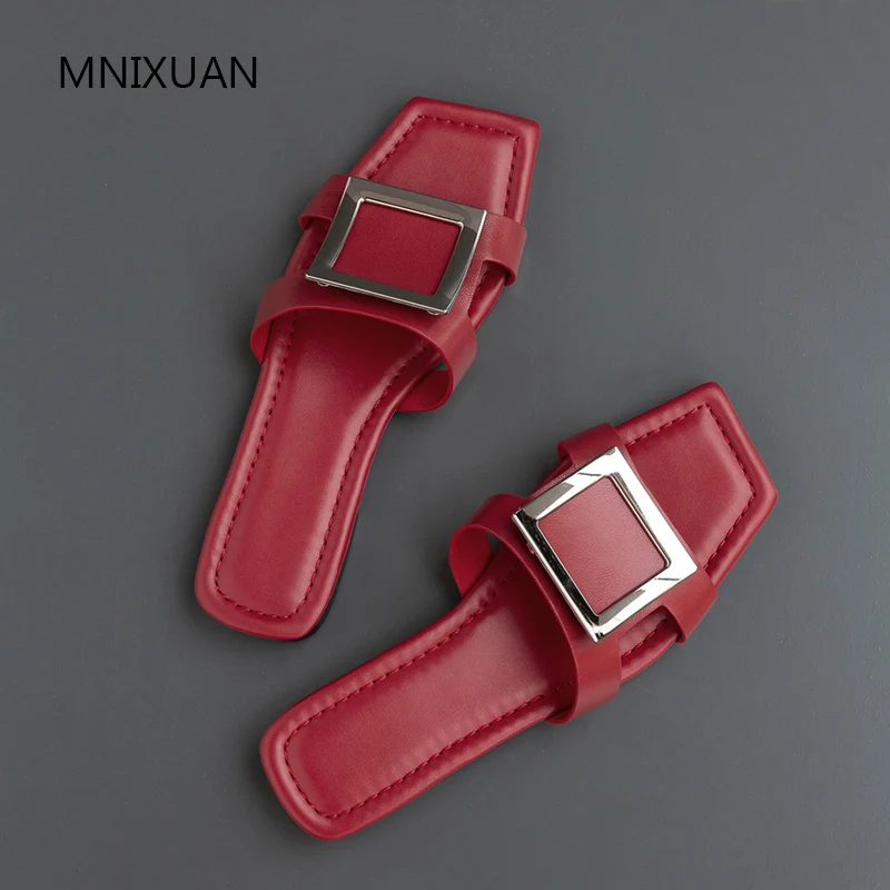 MNIXUAN/удобные женские шлепанцы обувь на плоской подошве Новинка 2019 года Летняя