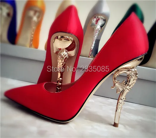 Большие размеры 34 42 Zapatos Mujer модные шелковые туфли лодочки на металлическом