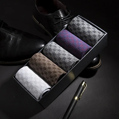 Square 5 pairs MWZHH, новинка, стильные мужские деловые носки из чесаного хлопка, Компрессионные носки, 5 пар/партия, счастливые носки, мужские подарки - Цвет: Square 5 pairs