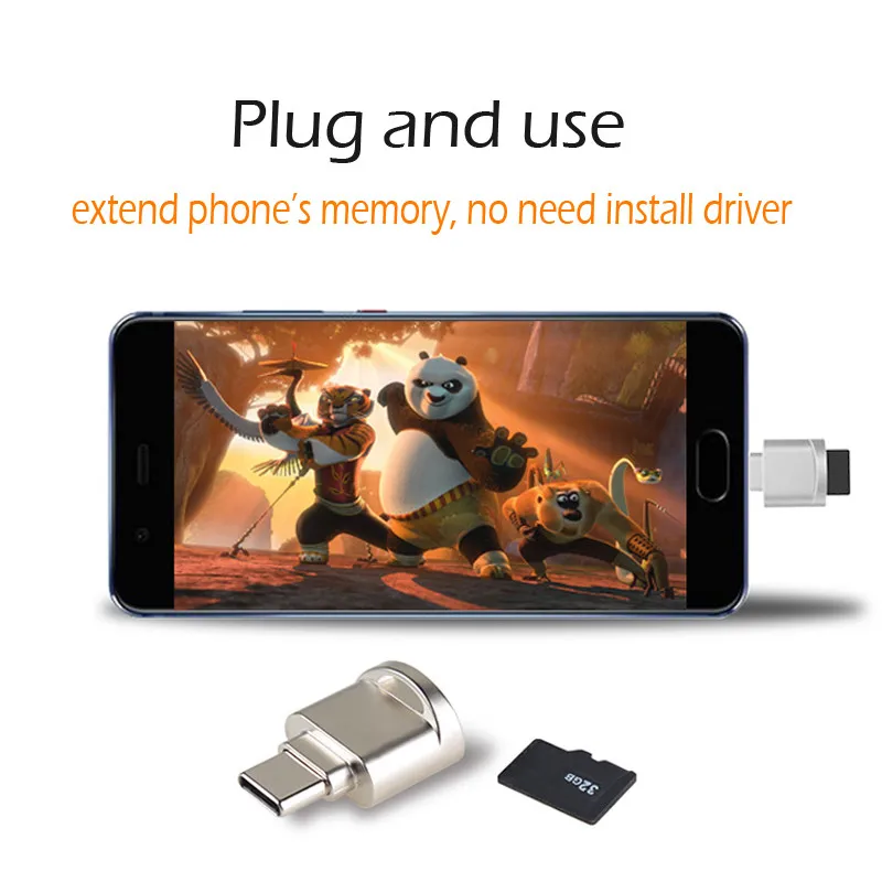 Портативный type-C OTG адаптер брелок type C Micro SD кардридер конвертер OTG адаптер с TF кардридером памяти