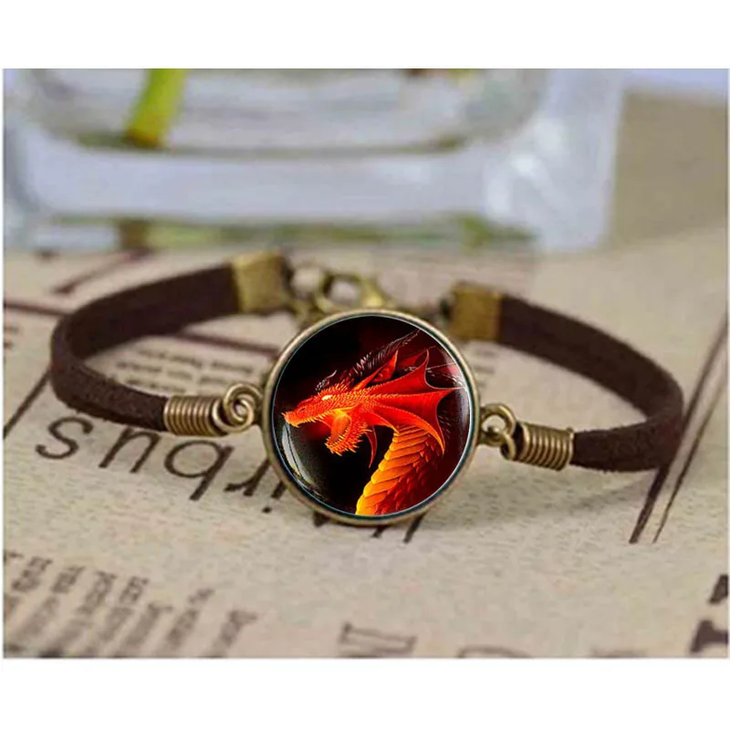 Браслет с изображением темного дракона Длинные Браслеты подвеска фото ювелирные