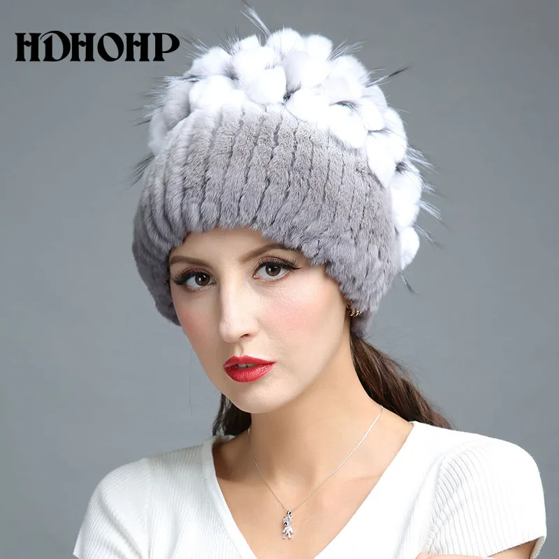 HDHOHR 2017 новая зимняя теплая женская шапка из натурального меха настоящий мех