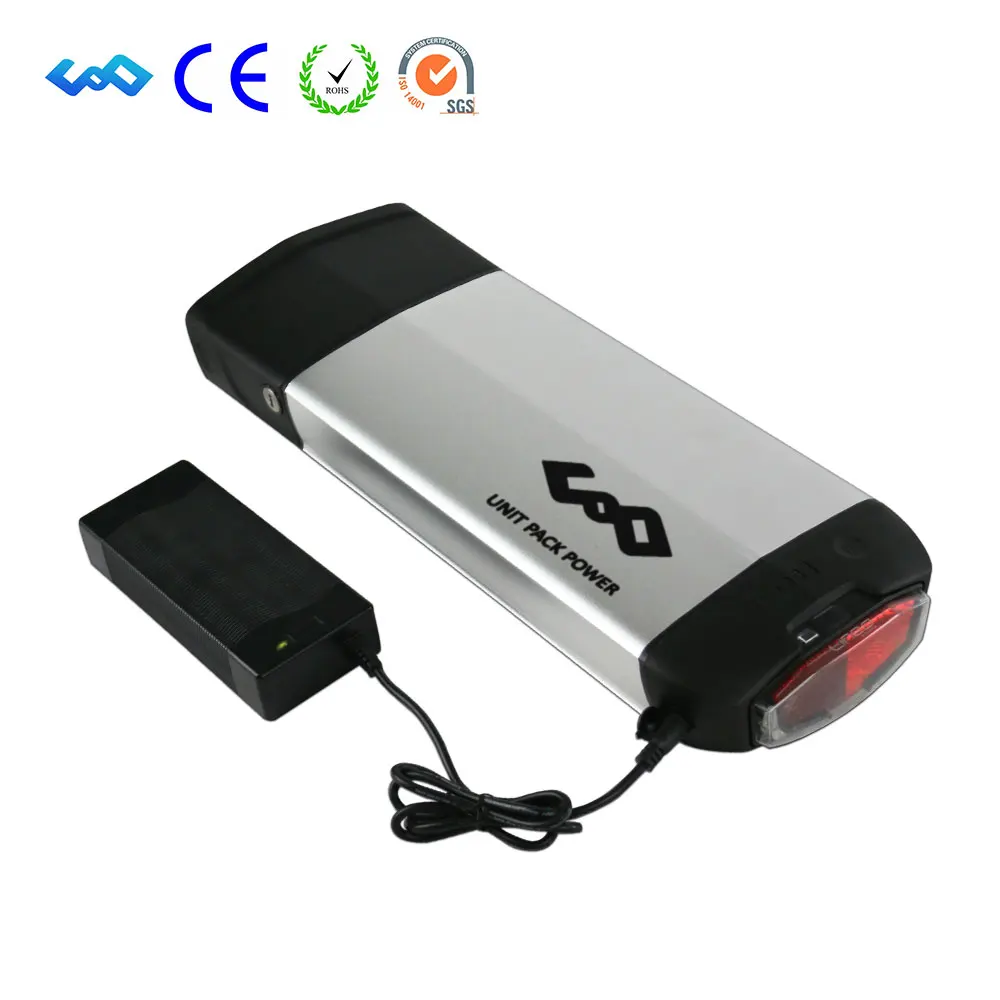 Е-байка 36В 13Ah задний стеллаж для выставки товаров Батарея для Bafang BBS01 500W 350 W, фара для электровелосипеда в Батарея с хвостом светильник