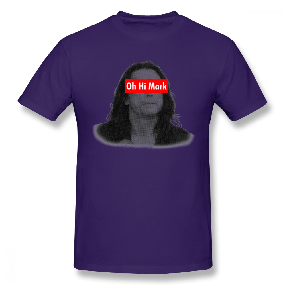 Фиолетовый Oh Hi Mark, Мужская футболка, качественная, с принтом в комнату, TOMMEE Wiseau Homme, хлопок, размера плюс, Harajuku, футболка - Цвет: Фиолетовый