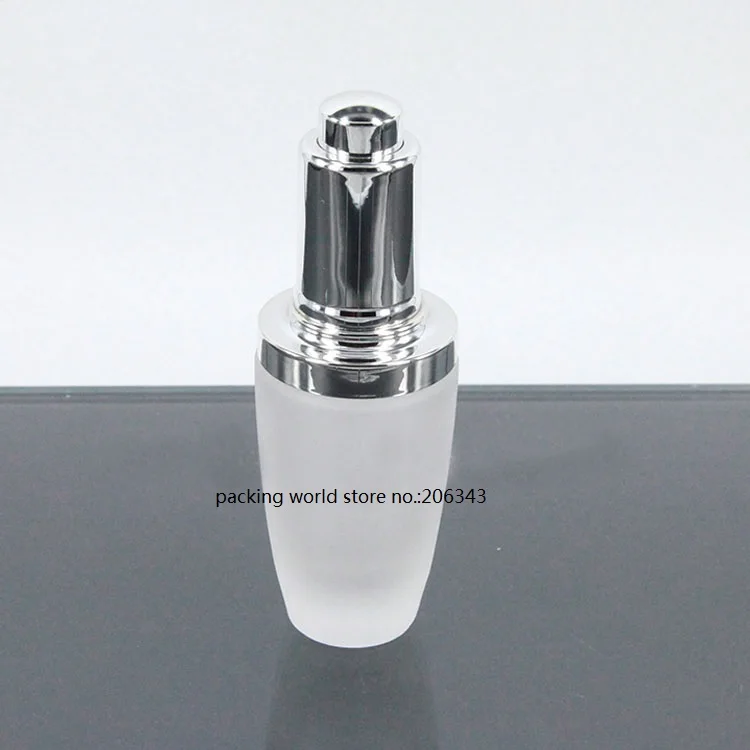 silver dropper 30 мл матовое стекло бутылка с серебряным/золотым прессом насос Пипетка для лосьона/эмульсии/сыворотки/тонера опрыскиватель уход за кожей пакет - Цвет: silver dropper