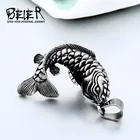 Мужская золотая рыбка не образуются затяжки 3D Koi подвеска в форме рыбы Цепочки и ожерелья в Нержавеющаясталь мифический океан Ювелирные изделия дропшиппинг BP8-383