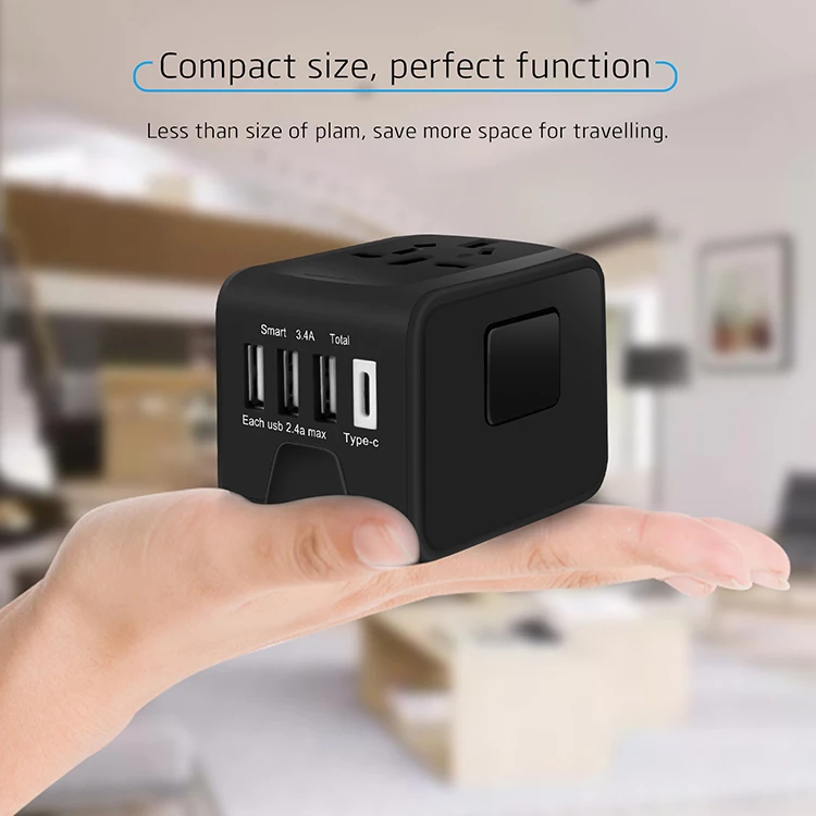 TENACHI адаптер для путешествий с 3 USB зарядным устройством и type C универсальный адаптер для путешествий для ЕС, США, Великобритании, Австралии