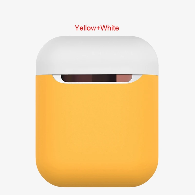Yellow White Мягкий гибкий жидкий силиконовый чехол для наушников для Airpods 1 2 с пылезащитной заглушкой противоударный защитный чехол для наушников для Airpods - Цвет: Yellow White