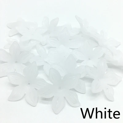 White 29 мм матовый прозрачный пятилистник цветок дизайн ювелирных изделий антикварные волосы свадебные аксессуары для волос материал этнический стиль - Цвет: White