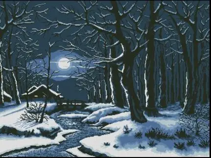 Высококачественный красивый милый Набор для вышивки крестиком Зимняя ночь снег