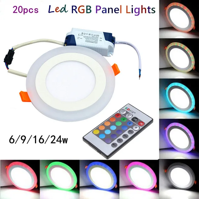 20 шт. разноцветные светодиодные панели 6 Вт 9 18 24 Вт|recessed ceiling lamp|downlight 6wpanel downlight |