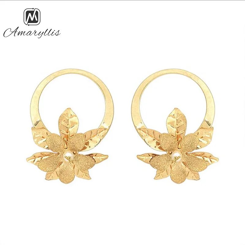 Amaiyllis изысканные металлические серьги в форме цветка для женщин массивные полые
