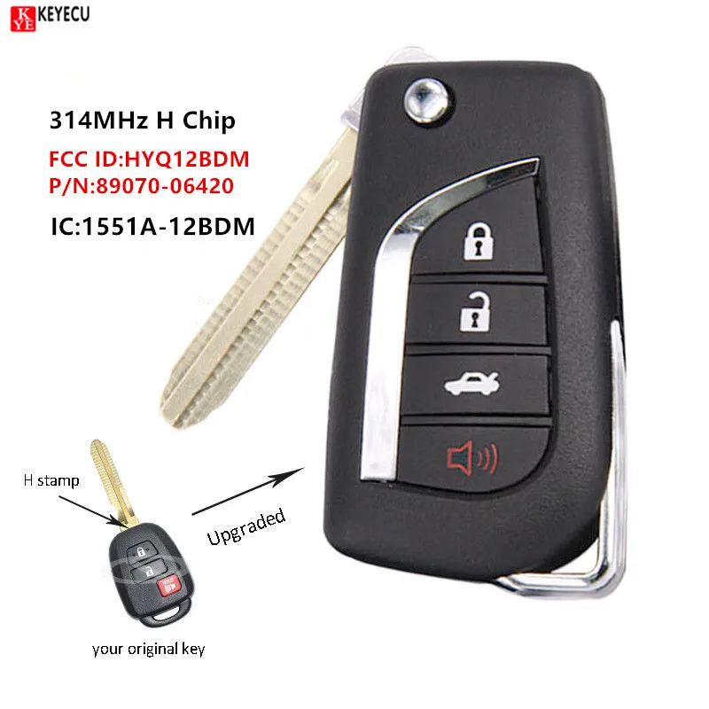 Новая улучшенная версия чипа Keyecu для Toyota RAV4 Prius C/V 314 2015 2014 FCC:HYQ12BDM 2 + 1 кнопка 2016