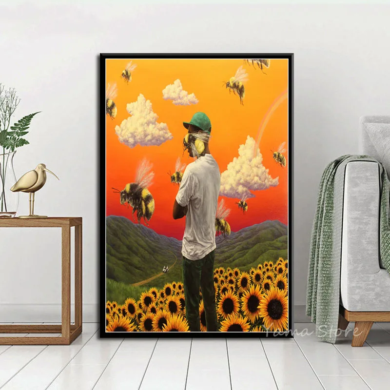 S868 Обложка альбома Tyler The Creator для мальчиков с цветочным узором в стиле «хип-хоп», реперские кепки Wall Art Картина принт на Шелковый Холст постер для декорации дома